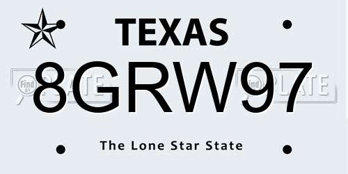 8GRW97 Texas License Plate