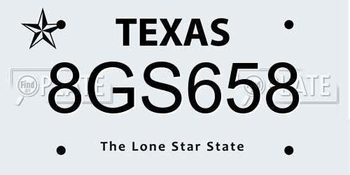8GS658 Texas License Plate