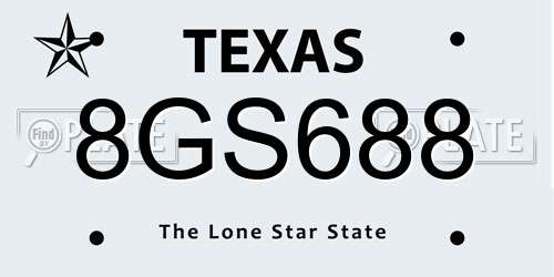 8GS688 Texas License Plate