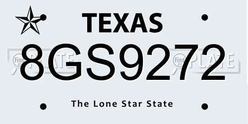 8GS9272 Texas License Plate