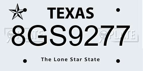 8GS9277 Texas License Plate