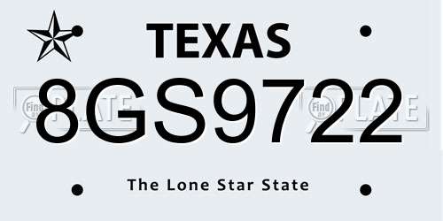 8GS9722 Texas License Plate