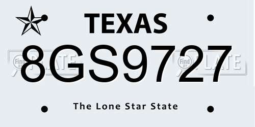 8GS9727 Texas License Plate