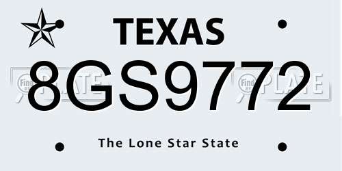 8GS9772 Texas License Plate