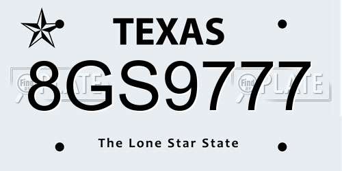 8GS9777 Texas License Plate