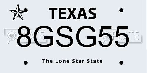 8GSG55 Texas License Plate