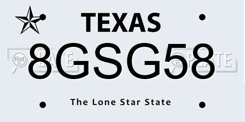 8GSG58 Texas License Plate