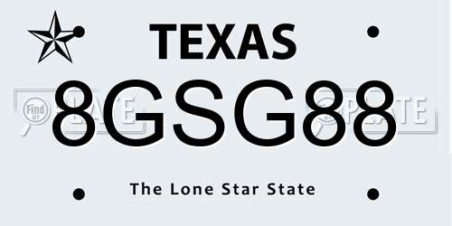 8GSG88 Texas License Plate