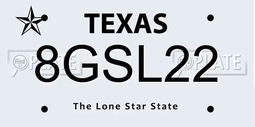 8GSL22 Texas License Plate