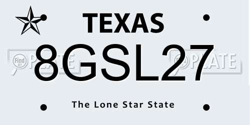 8GSL27 Texas License Plate