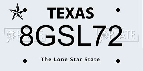8GSL72 Texas License Plate