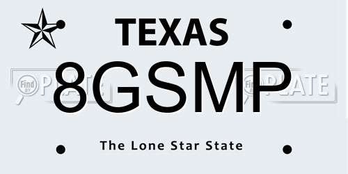 8GSMP Texas License Plate