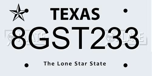 8GST233 Texas License Plate