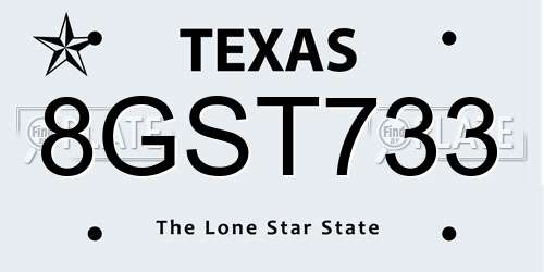 8GST733 Texas License Plate