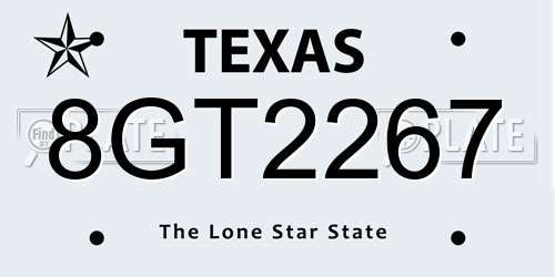 8GT2267 Texas License Plate