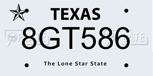 8GT586 Texas License Plate