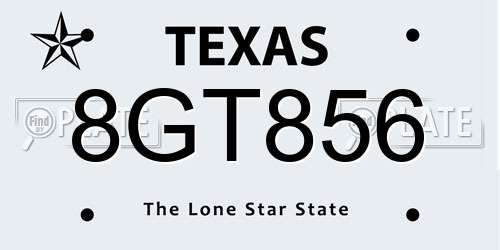 8GT856 Texas License Plate
