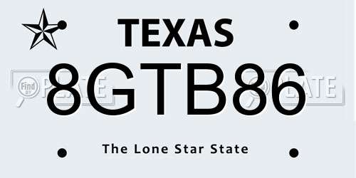 8GTB86 Texas License Plate