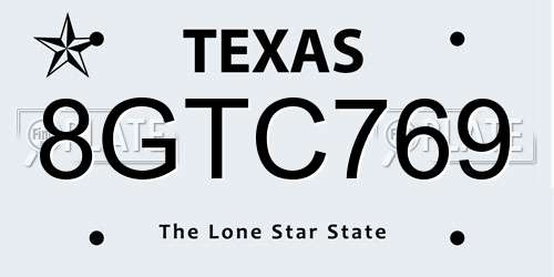 8GTC769 Texas License Plate
