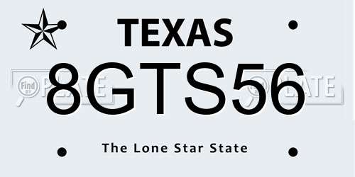 8GTS56 Texas License Plate