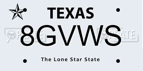 8GVWS Texas License Plate