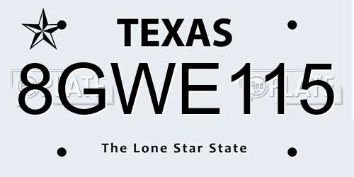 8GWE115 Texas License Plate