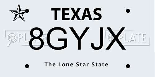 8GYJX Texas License Plate