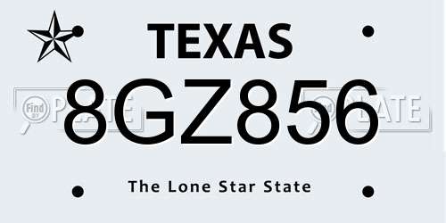 8GZ856 Texas License Plate