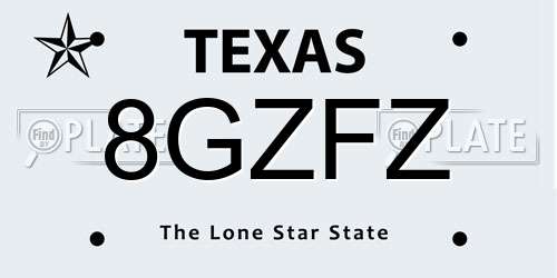 8GZFZ Texas License Plate