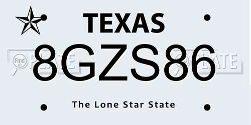 8GZS86 Texas License Plate