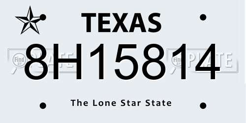8H15814 Texas License Plate