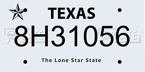 8H31056 Texas License Plate