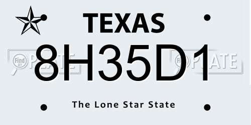 8H35D1 Texas License Plate