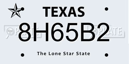 8H65B2 Texas License Plate