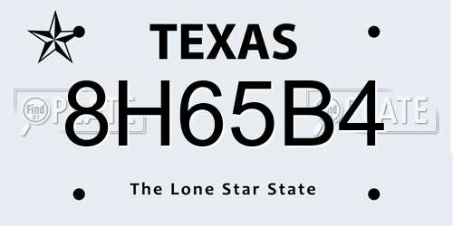 8H65B4 Texas License Plate
