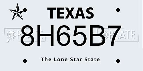 8H65B7 Texas License Plate