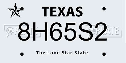 8H65S2 Texas License Plate