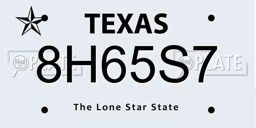 8H65S7 Texas License Plate