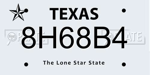 8H68B4 Texas License Plate