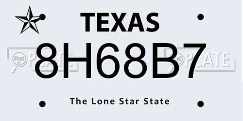 8H68B7 Texas License Plate