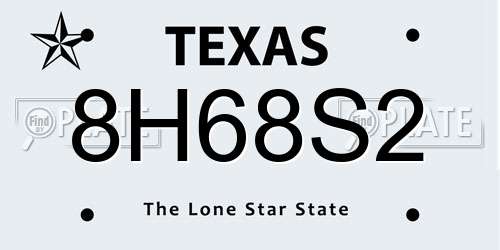 8H68S2 Texas License Plate