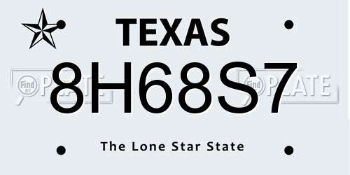 8H68S7 Texas License Plate