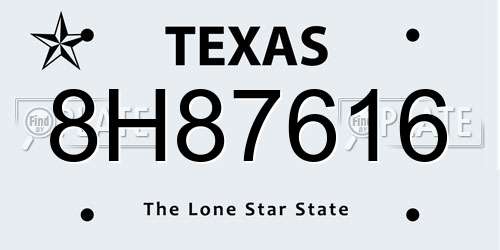 8H87616 Texas License Plate