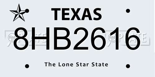8HB2616 Texas License Plate