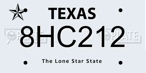 8HC212 Texas License Plate