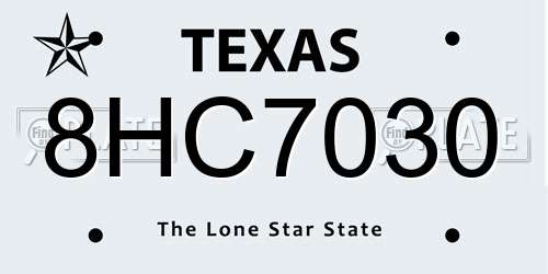 8HC7030 Texas License Plate