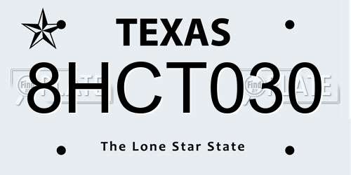 8HCT030 Texas License Plate