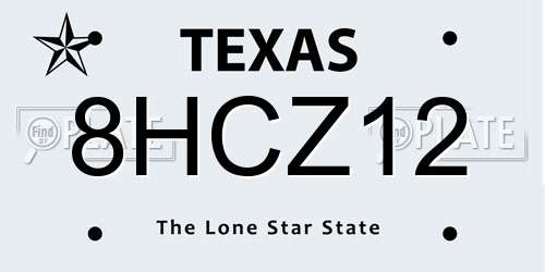 8HCZ12 Texas License Plate