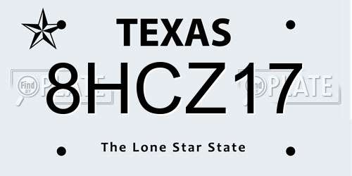 8HCZ17 Texas License Plate