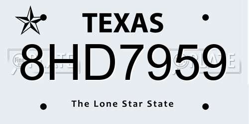 8HD7959 Texas License Plate